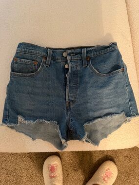 Levi's Classic Blue High-Rise Denim Cutoff Shorts